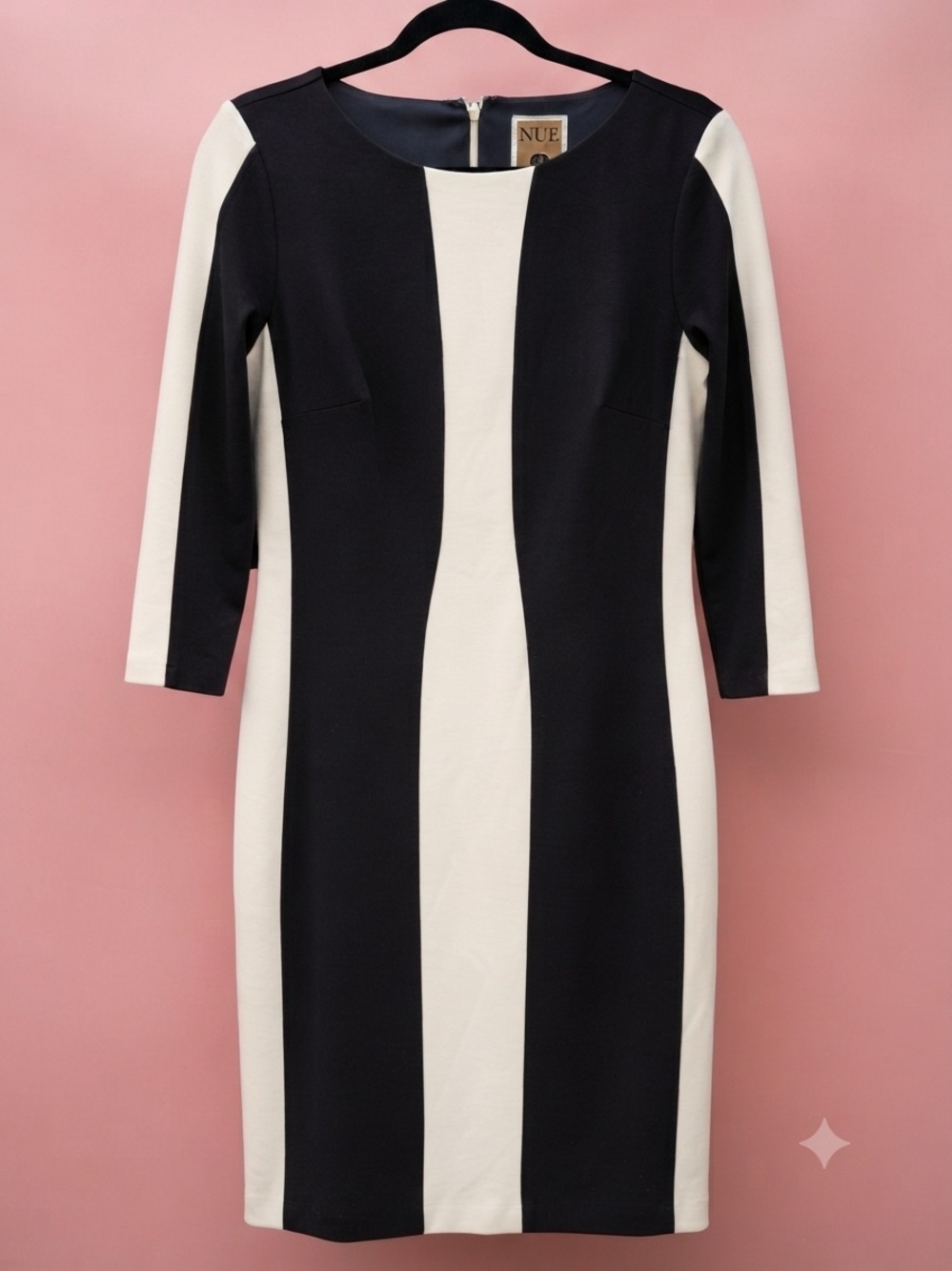 NUE Black & Cream Stripe Sheath Dress